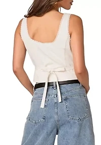 Lace Trim Linen Top