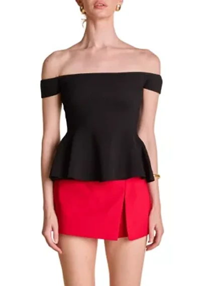 Knit Pleated Off Shoulder Top