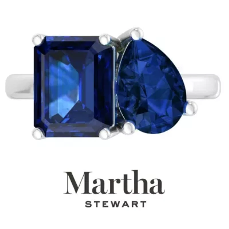 Lab Created Martha Stewart / Carat Sapphire Two Stone Ring Sterling Silver