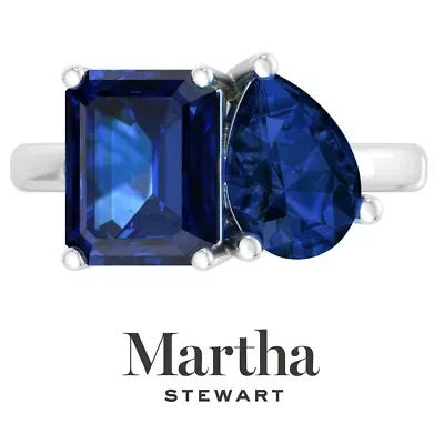 Lab Created Martha Stewart / Carat Sapphire Two Stone Ring Sterling Silver
