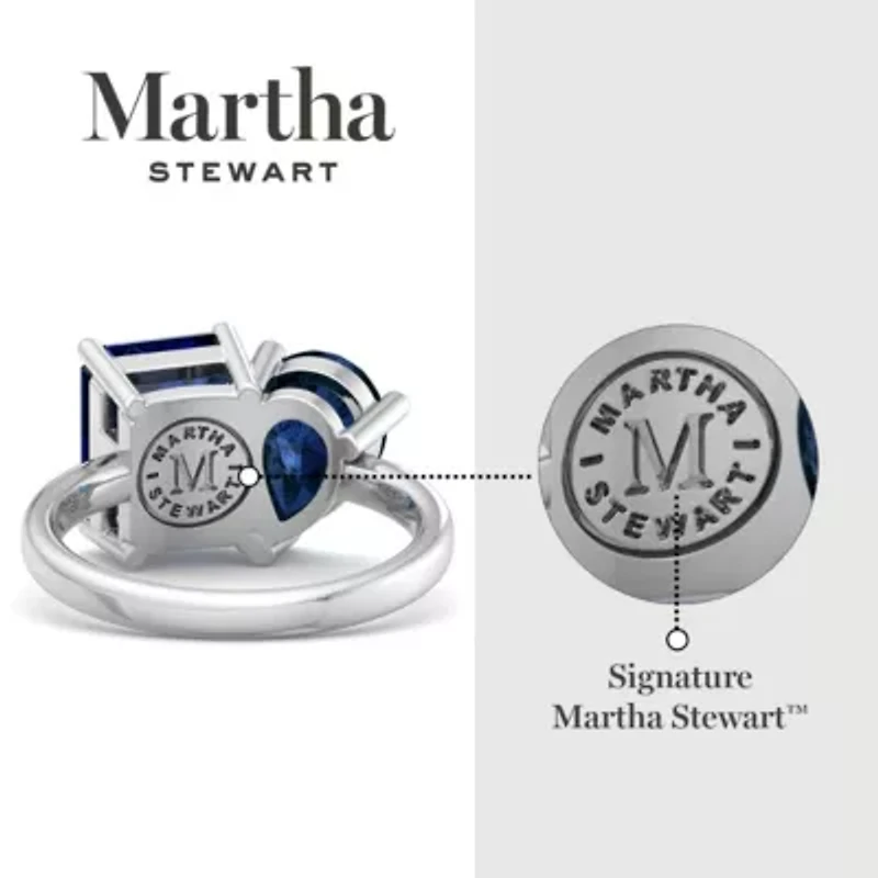 Lab Created Martha Stewart / Carat Sapphire Two Stone Ring Sterling Silver