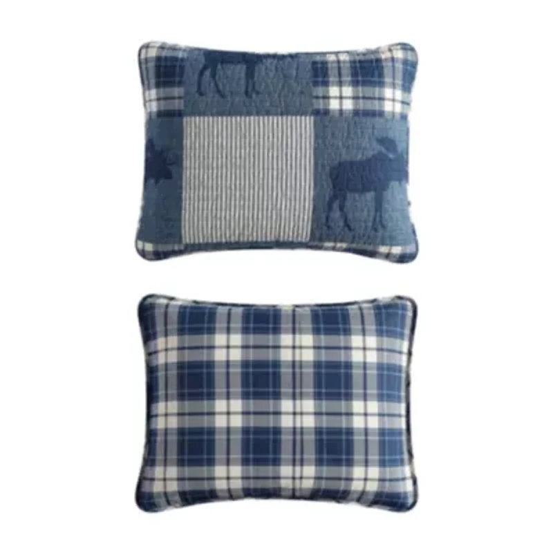 Moose Plaid Pinstripe Patchwork Cotton Quilt Set