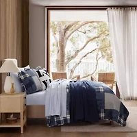 Moose Plaid Pinstripe Patchwork Cotton Quilt Set