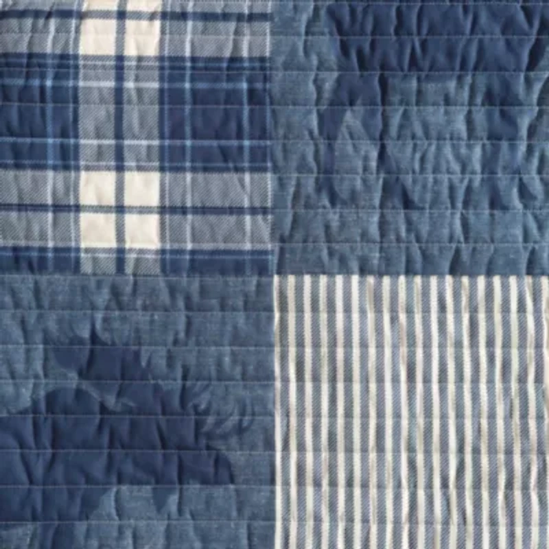 Moose Plaid Pinstripe Patchwork Cotton Quilt Set