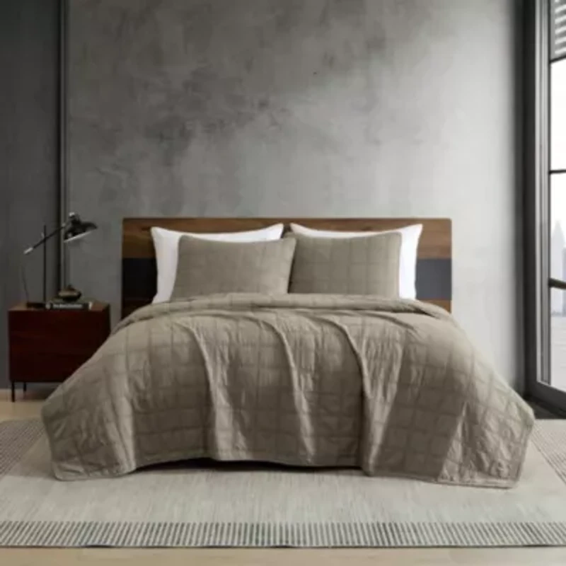 Stonewashed Microfiber Quilt Set