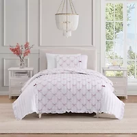 Maisy Bows 2-3 Piece All-Season Embellished Ruffle Microfiber Reversible Quilt Set