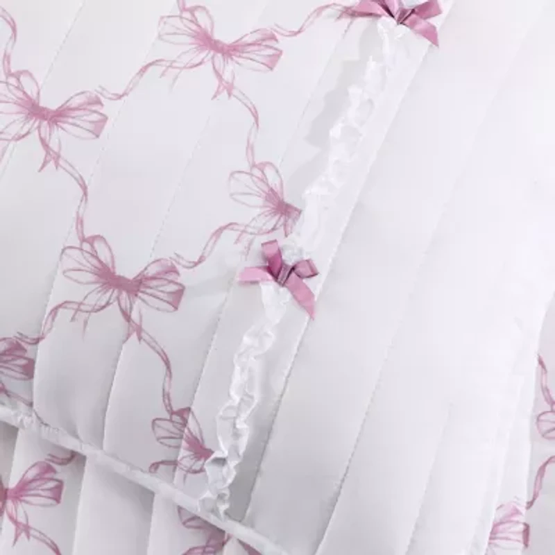 Maisy Bows 2-3 Piece All-Season Embellished Ruffle Microfiber Reversible Quilt Set