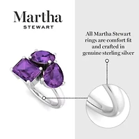 Lab Created Martha Stewart 3 3/4 Carat Amethyst Three Stone Cluster Ring Sterling Silver