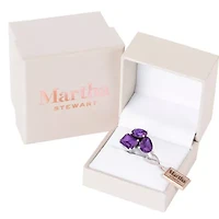 Lab Created Martha Stewart 3 3/4 Carat Amethyst Three Stone Cluster Ring Sterling Silver