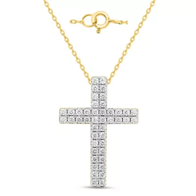 Lab Created 1CTW Grown Diamond Cross Pendant Sterling Silver