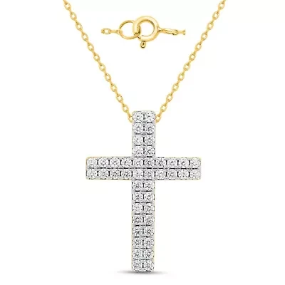 Lab Created 1CTW Grown Diamond Cross Pendant Sterling Silver