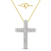 Lab Created 1CTW Grown Diamond Cross Pendant Sterling Silver