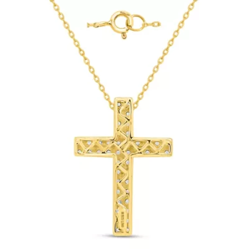 Lab Created 1CTW Grown Diamond Cross Pendant Sterling Silver