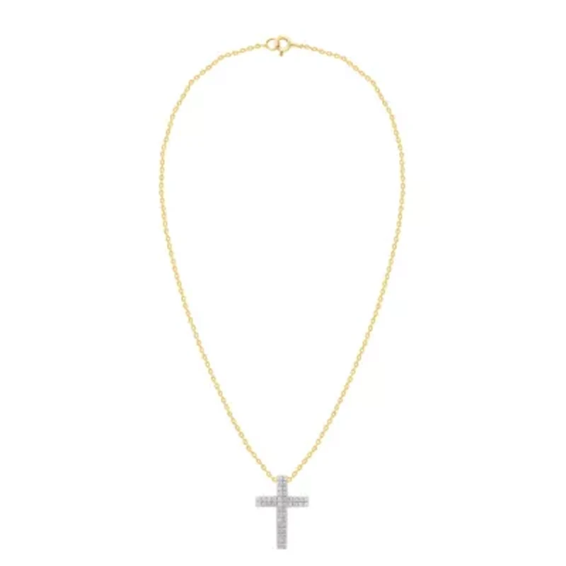 Lab Created 1CTW Grown Diamond Cross Pendant Sterling Silver