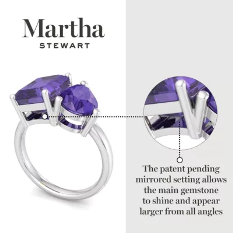 Lab Created Martha Stewart / Carat Amethyst Two Stone Ring Sterling Silver