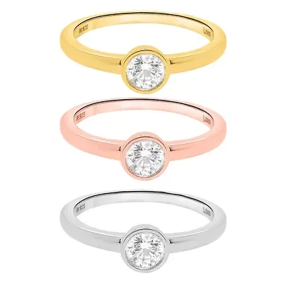 Lab Created 1CTW Grown Diamond Set of Stack Rings Three Tone Plated Sterling Silver