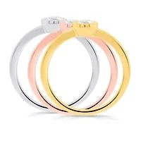 Lab Created 1CTW Grown Diamond Set of Stack Rings Three Tone Plated Sterling Silver