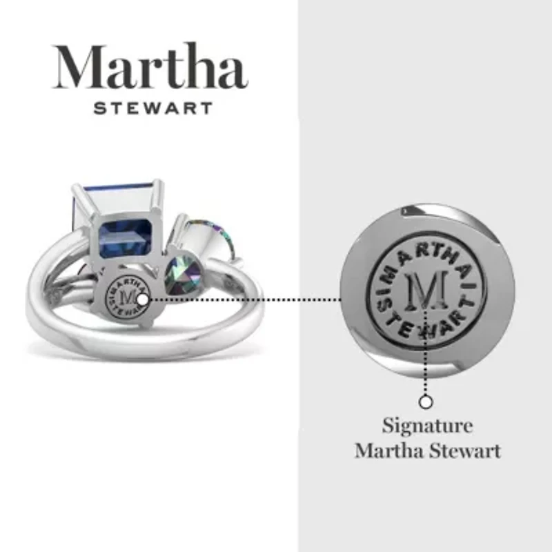 Lab Created Martha Stewart 3 3/4 Carat Garnet, Mystic Quartz and Sapphire Three Stone Cluster Ring Sterling Silver