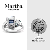 Lab Created Martha Stewart 3 3/4 Carat Garnet, Mystic Quartz and Sapphire Three Stone Cluster Ring Sterling Silver