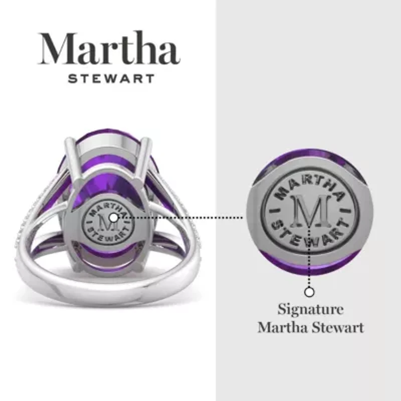 Lab Created Martha Stewart 4 1/ Carat Oval Shape Gemstone and Grown Diamond Ring Sterling Silver