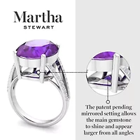 Lab Created Martha Stewart 4 1/ Carat Oval Shape Gemstone and Grown Diamond Ring Sterling Silver