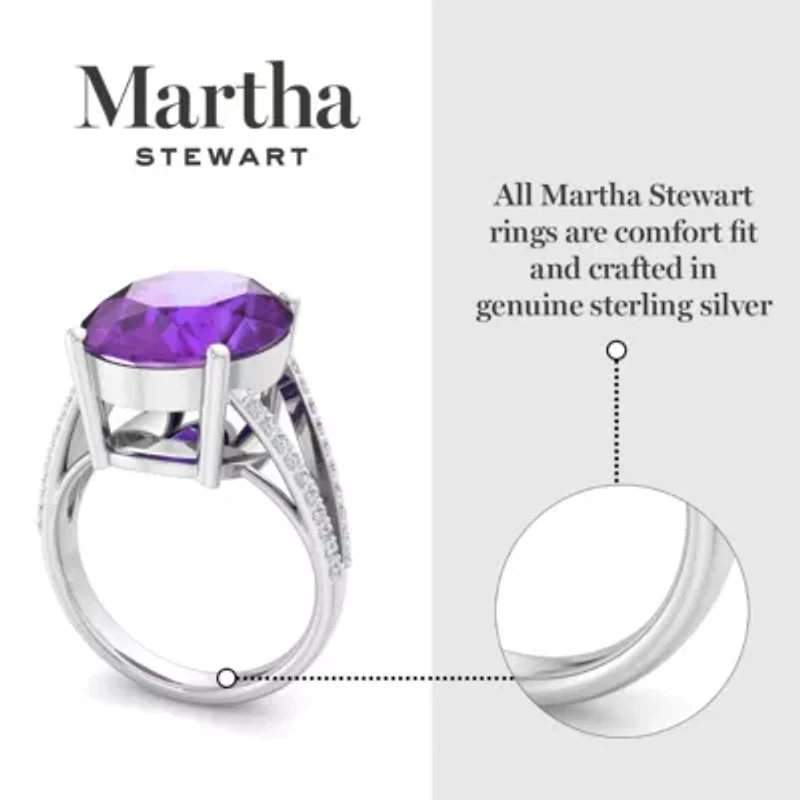 Lab Created Martha Stewart 4 1/ Carat Oval Shape Gemstone and Grown Diamond Ring Sterling Silver