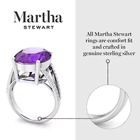 Lab Created Martha Stewart 4 1/ Carat Oval Shape Gemstone and Grown Diamond Ring Sterling Silver