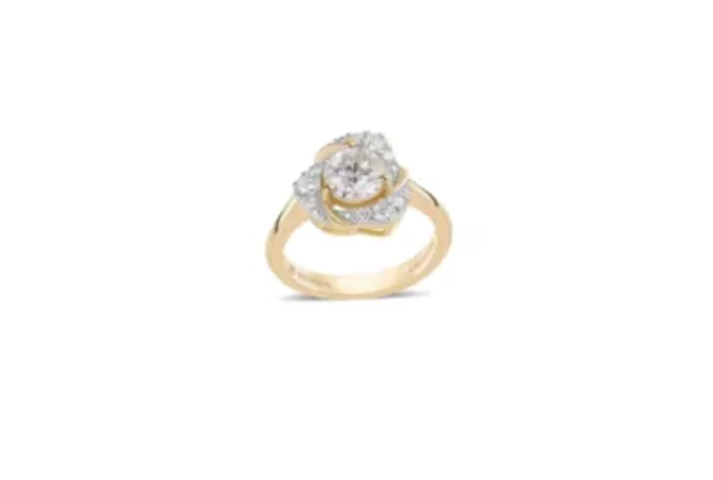 Lab Created 1CTW Grown Diamond Love Knot Ring Gold Plated Sterling Silver