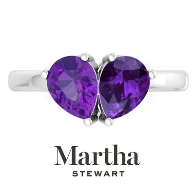 Lab Created Martha Stewart 2 Carat Amethyst Two Stone Ring Sterling Silver