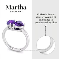 Lab Created Martha Stewart / Carat Amethyst Two Stone Ring Sterling Silver