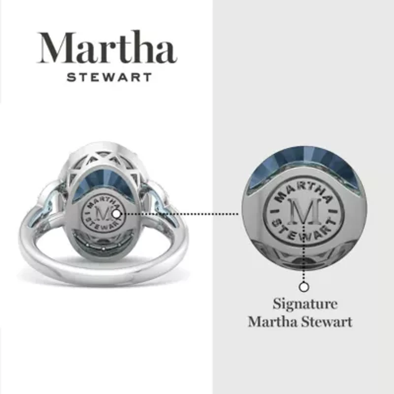 Lab Created Martha Stewart 6 3/4 Carat Oval Shape Gemstone and Grown Diamond Halo Ring Sterling Silver