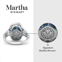 Lab Created Martha Stewart 6 3/4 Carat Oval Shape Gemstone and Grown Diamond Halo Ring Sterling Silver