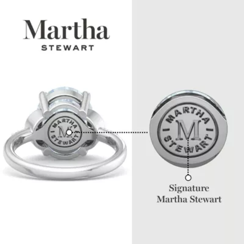 Lab Created Martha Stewart 4 1/ Carat Oval Shape Gemstone and Grown Diamond Ring Sterling Silver