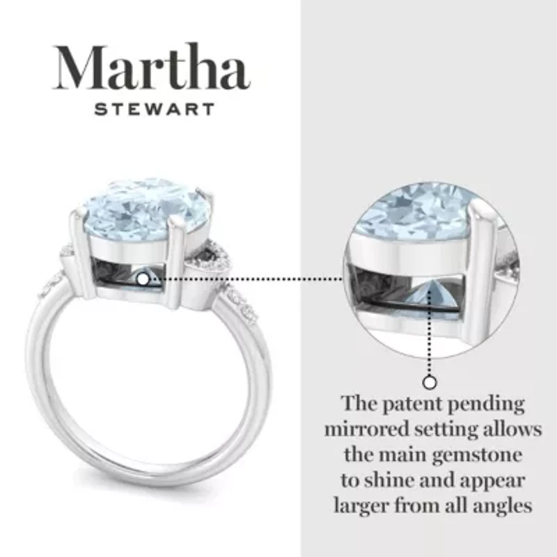 Lab Created Martha Stewart 4 1/ Carat Oval Shape Gemstone and Grown Diamond Ring Sterling Silver