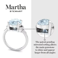 Lab Created Martha Stewart 4 1/ Carat Oval Shape Gemstone and Grown Diamond Ring Sterling Silver
