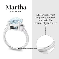 Lab Created Martha Stewart 4 1/ Carat Oval Shape Gemstone and Grown Diamond Ring Sterling Silver