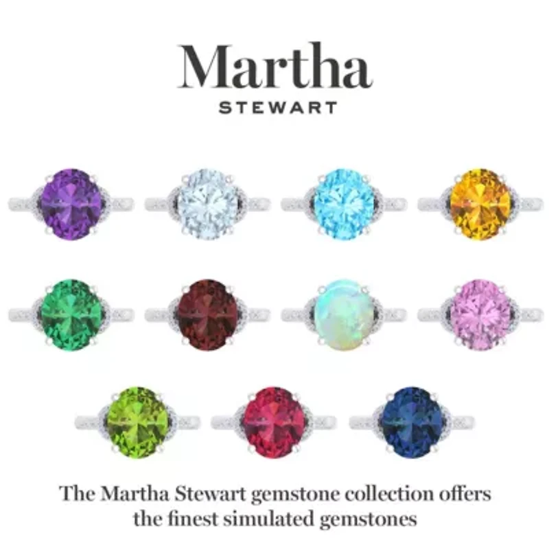 Lab Created Martha Stewart 4 1/ Carat Oval Shape Gemstone and Grown Diamond Ring Sterling Silver