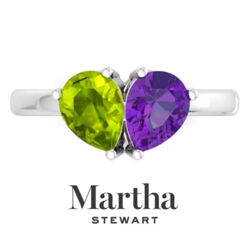 Lab Created Martha Stewart Carat Peridot and Amethyst Two Stone Ring Sterling Silver