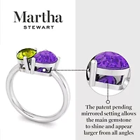 Lab Created Martha Stewart Carat Peridot and Amethyst Two Stone Ring Sterling Silver