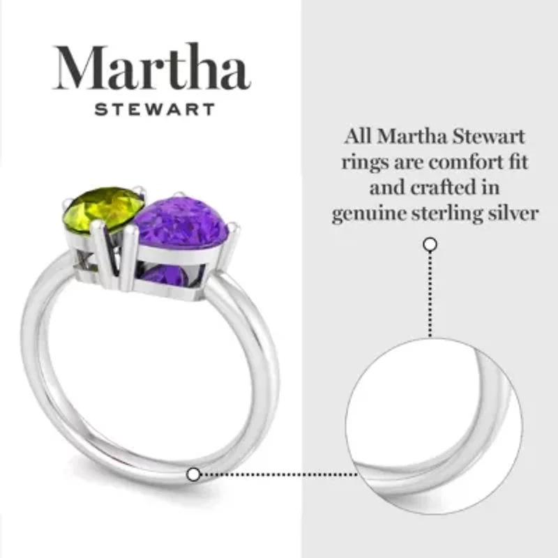 Lab Created Martha Stewart Carat Peridot and Amethyst Two Stone Ring Sterling Silver