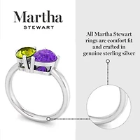 Lab Created Martha Stewart Carat Peridot and Amethyst Two Stone Ring Sterling Silver