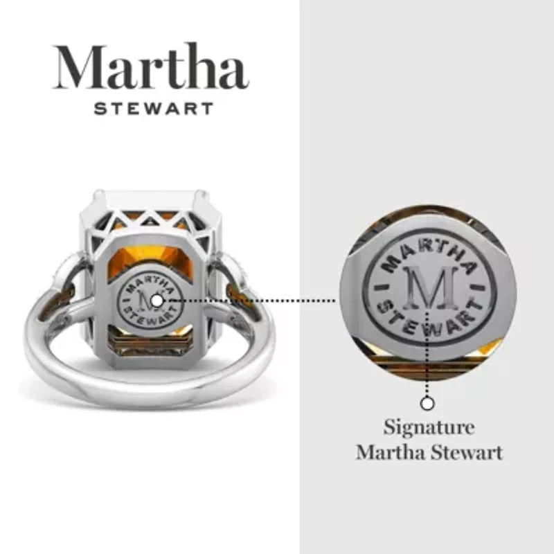 Lab Created Martha Stewart 7 1/3 Carat Emerald Cut Gemstone and Grown Diamond Halo Ring Sterling Silver