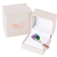 Lab Created Martha Stewart 3 3/4 Carat Blue Topaz, Emerald and Pink Sapphire Three Stone Cluster Ring Sterling Silver