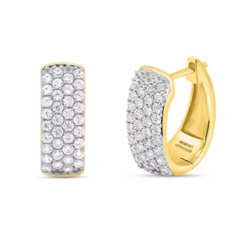 Lab Created 1CTW Grown Diamond Hoop Earrings Gold Plated Sterling Silver