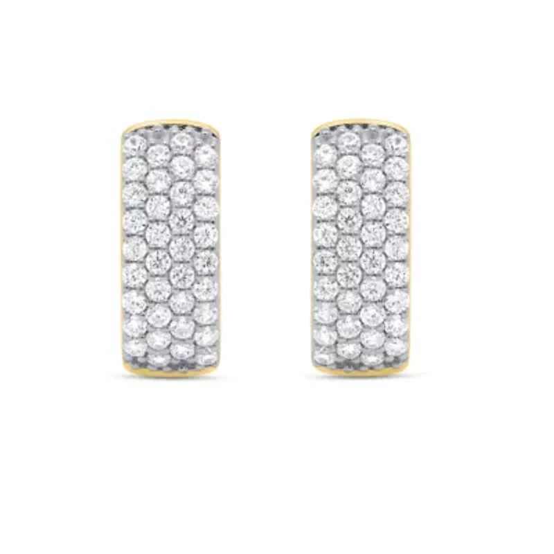 Lab Created 1CTW Grown Diamond Hoop Earrings Gold Plated Sterling Silver