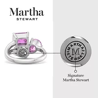 Lab Created Martha Stewart 3 3/4 Carat Pink Sapphire Three Stone Cluster Ring Sterling Silver