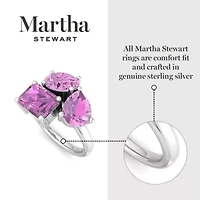 Lab Created Martha Stewart 3 3/4 Carat Pink Sapphire Three Stone Cluster Ring Sterling Silver