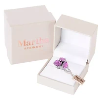 Lab Created Martha Stewart 3 3/4 Carat Pink Sapphire Three Stone Cluster Ring Sterling Silver