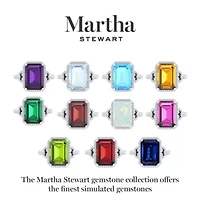 Lab Created Martha Stewart 7 1/3 Carat Emerald Cut Gemstone and Grown Diamond Halo Ring Sterling Silver