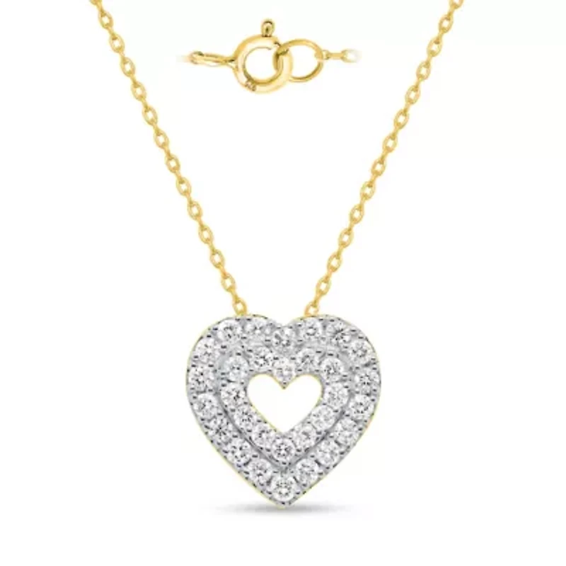 Lab Created 1CTW Grown Diamond Heart Pendant Gold Plated Sterling Silver